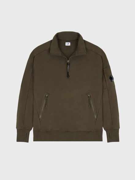 Свитшот на молнии C.P. Company Diagonal Raised Half Zip Ivy Green