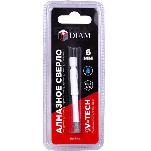Сверло алмазное DIAM HEX-E Extra Line V-TECH 6x35x1/4 по керамике   320325