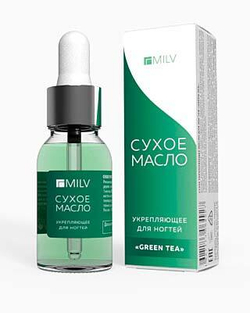 Сухое укрепляющее масло для ногтей MILV «GREEN TEA» 15 мл.