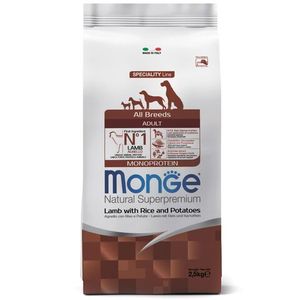 Сухой корм Monge Dog Speciality Line Monoprotein для взрослых собак всех пород, из ягненка с рисом и картофелем