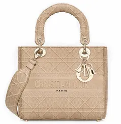 Сумка Dior Lady D-lite, модель среднего формата бежевый