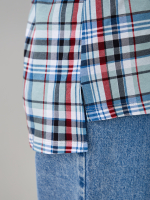 Блузка БЛ-131/клеткасерый-индигокрасный