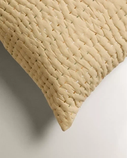 ZARA HOME НАВОЛОЧКА ДЛЯ ДЕКОРАТИВНОЙ ПОДУШКИ С ДЕКОРАТИВНОЙ СТРОЧКОЙ, ЖЕЛТЫЙ