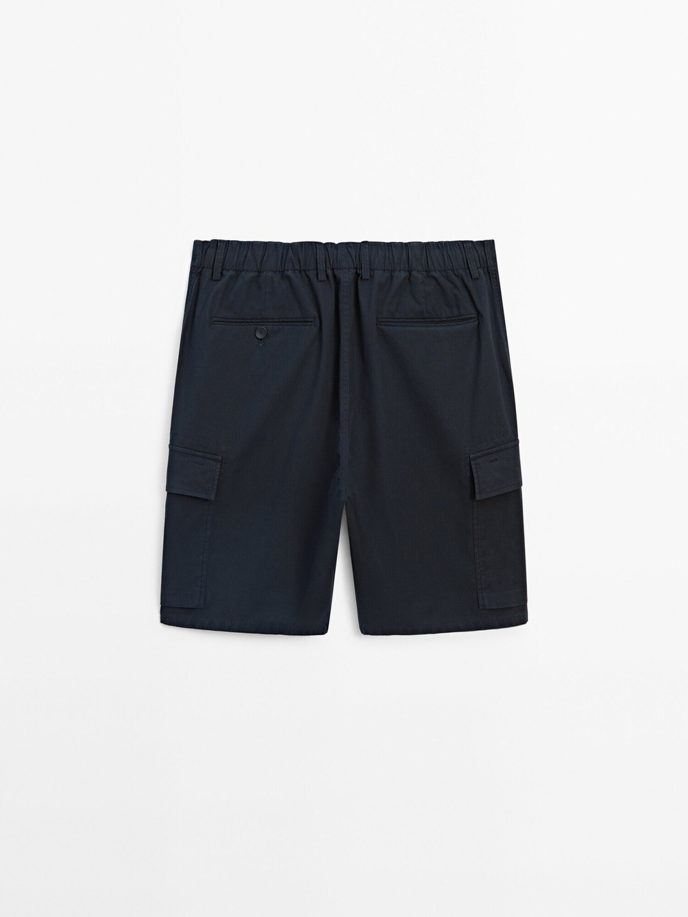 Massimo Dutti Шорты карго из смесового хлопкового поплина, темно-синий