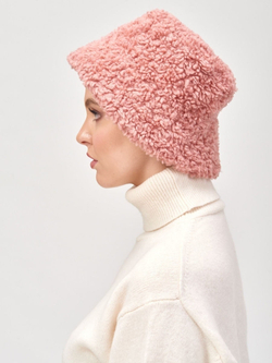 Панама на зиму из шерсти, розовая, SilverFox