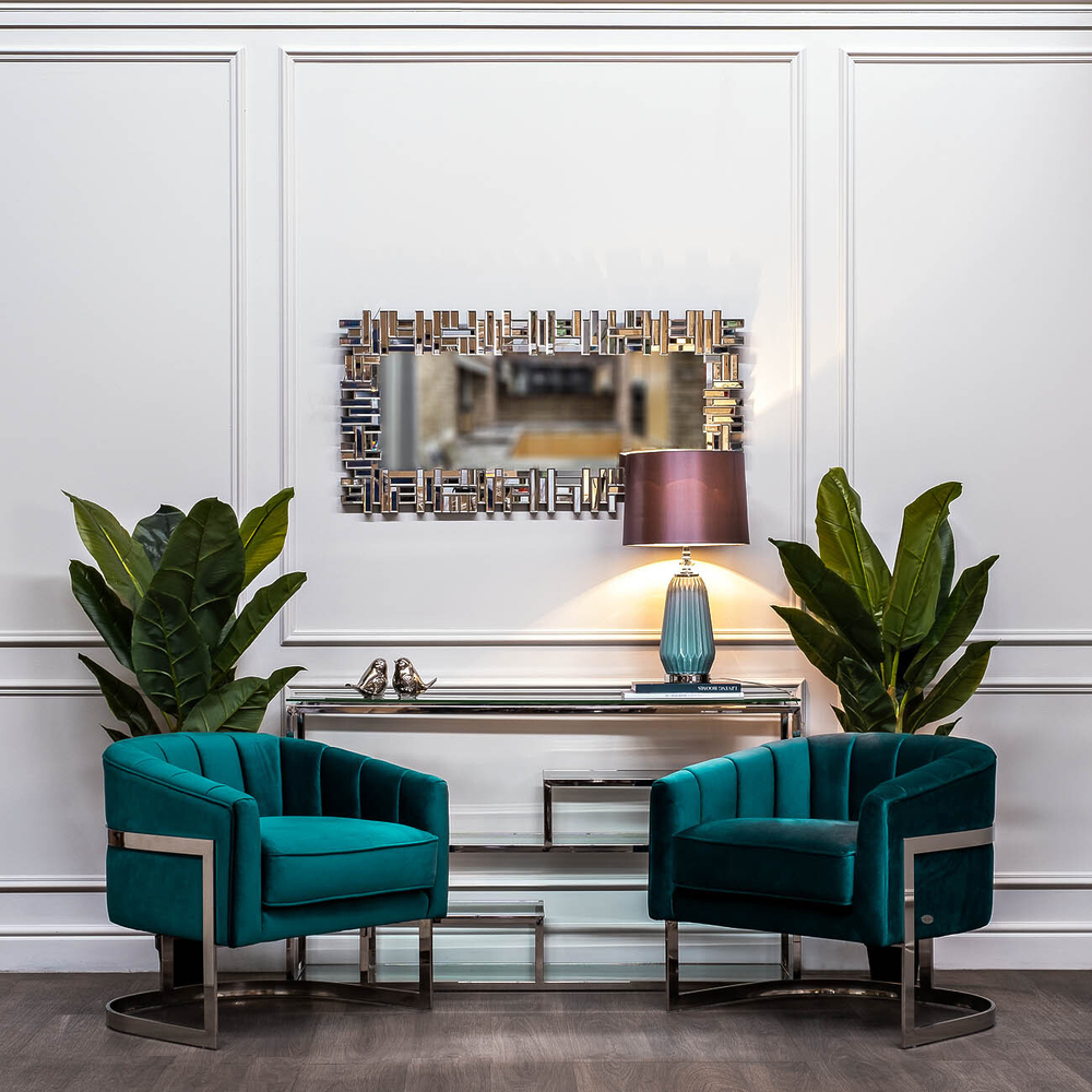 Зеркало настенное 116х57.6см Garda Decor серебряное стиль ар-деко