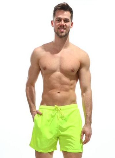 Однотонные пляжные шорты средней длины (Размер: L) (Цвет: черный)