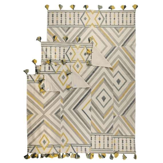 Ковер из хлопка с контрастным узором и кисточками Ethnic 200х300 см