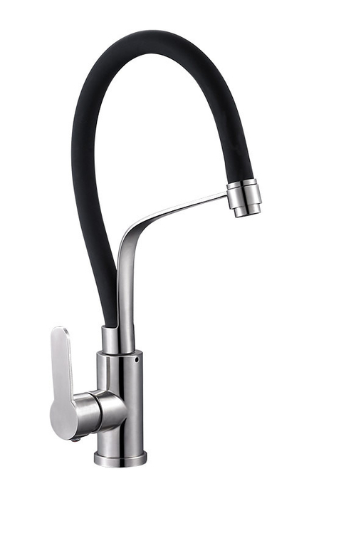 Смеситель ZEGOR для кухни гибкий излив, черный кожук SAP4-D097