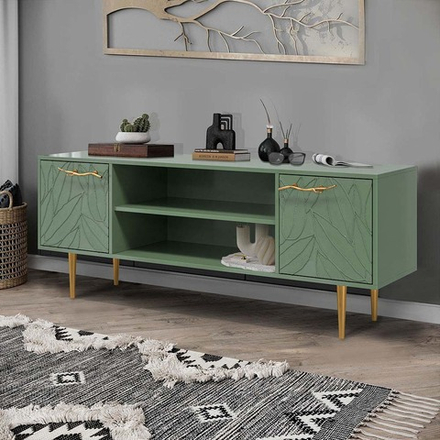 Тумба под ТВ Арт Колор leaves 155см Стайл Голд Зеленый нефрит