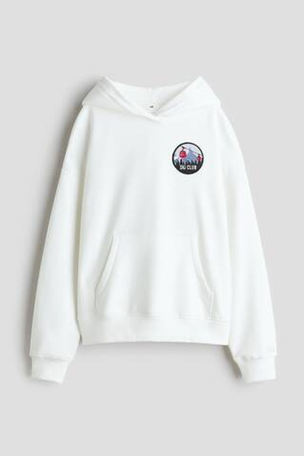 H&M Толстовка с капюшоном и принтом, белый