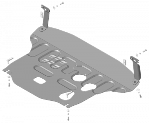 Защита картера Двигателя, КПП. 2 мм, Сталь. для KIA Seltos 2020-2022, KIA Soul 2019-2023 MOTODOR.71034