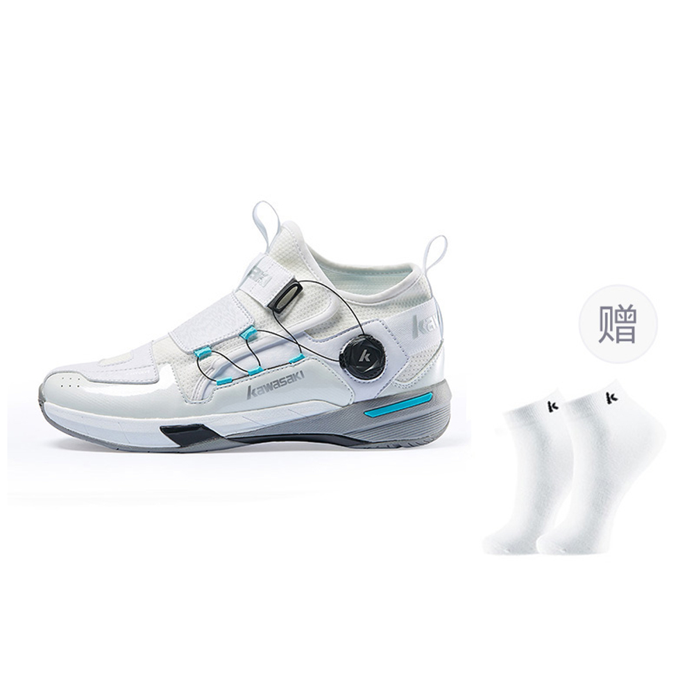 Kawasaki Crossover 2.0 Rubber Cushioning, Wear Resistant Mid top Badminton Shoes Unisex Gray Cyan Blue
