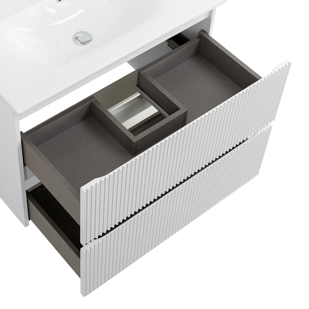 Тумба с раковиной подвесная BelBagno UNO-900-2C-SO-BO Bianco Opaco, раковина белая BB-8099-90