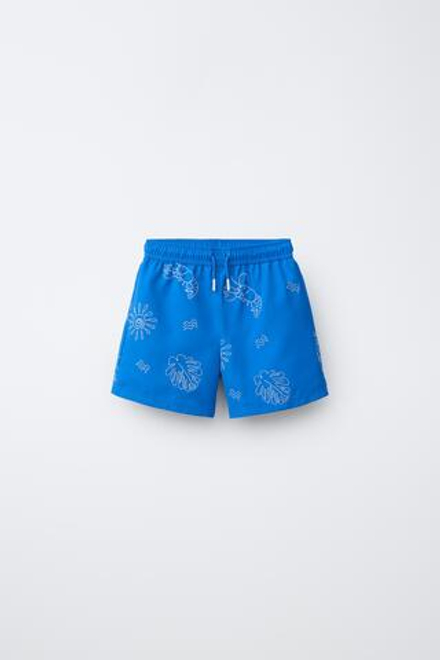 ZARA ПЛАВКИ С МОРСКОЙ ВЫШИВКОЙ, СИНИЙ