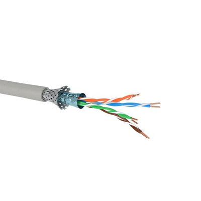 Кабель витая пара кат.5Е экранированный SF/UTP, 4 пары, для одиночнойпрокладки, ПВХ,  цвет внешней оболочки серый, катушка 305 м