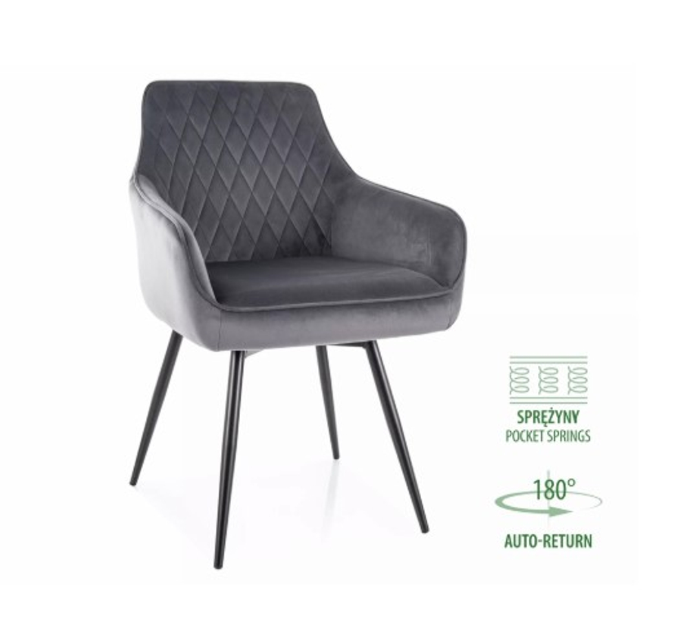 Стул SIGNAL MARLO Velvet Bluvel 14 серый/черный, поворотный