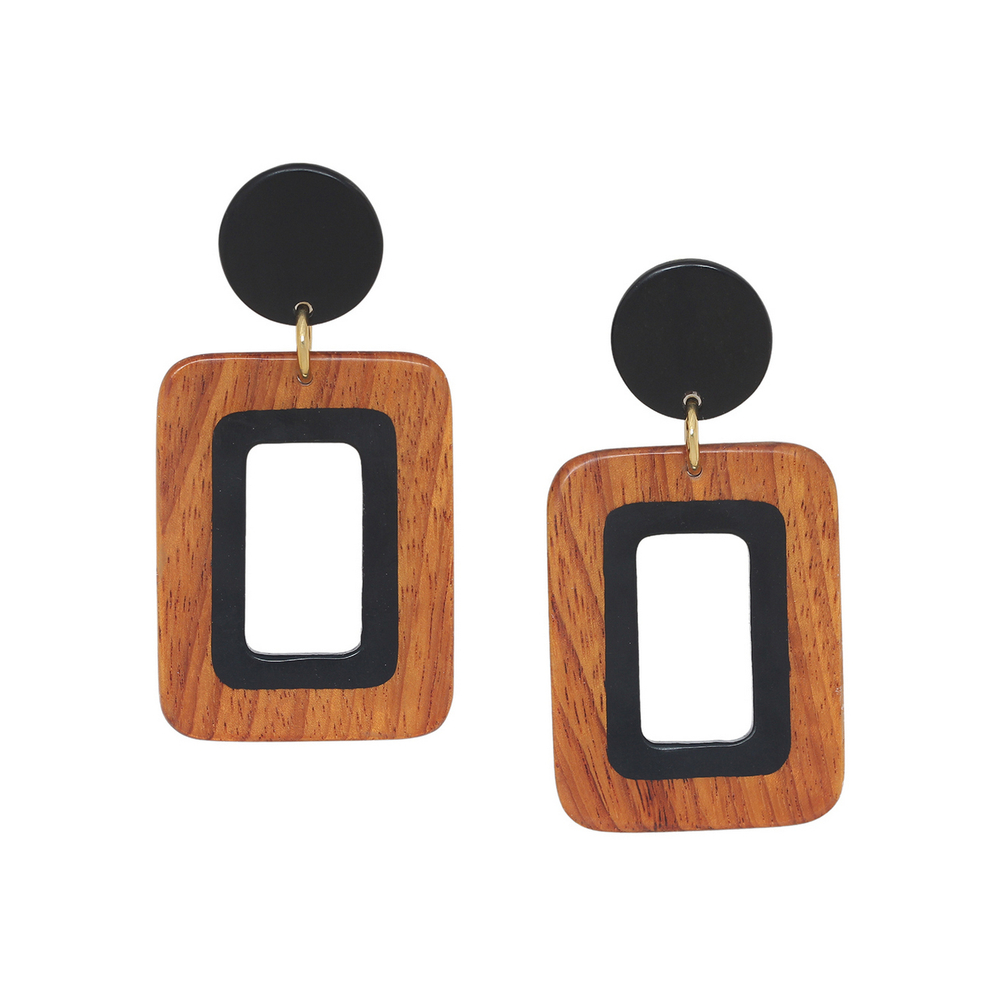 Серьги Nature Bijoux, Cannelle, с рогом и деревом байонг, NB26.1-12-90616 (коричневый)