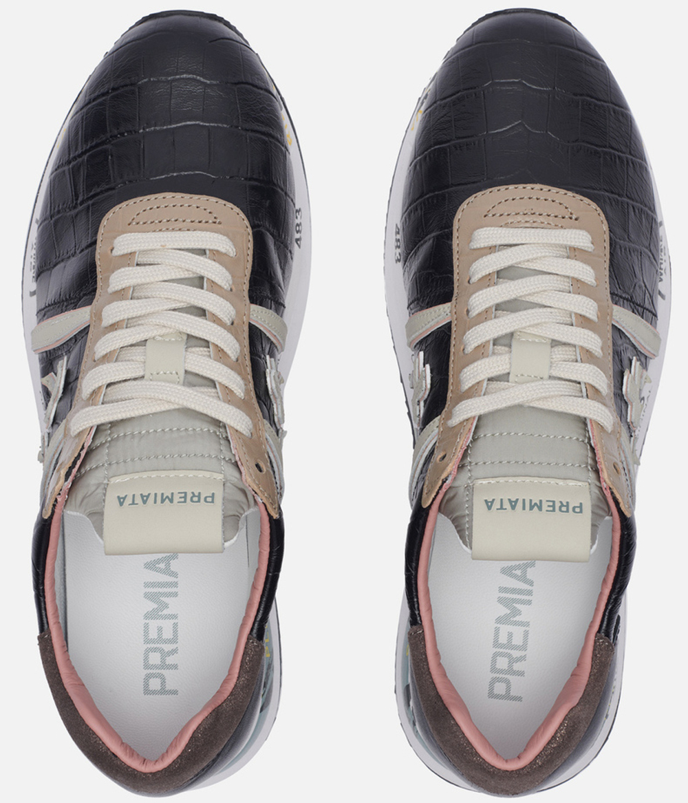 Premiata Conny 5327 черные с коричневым кожаные