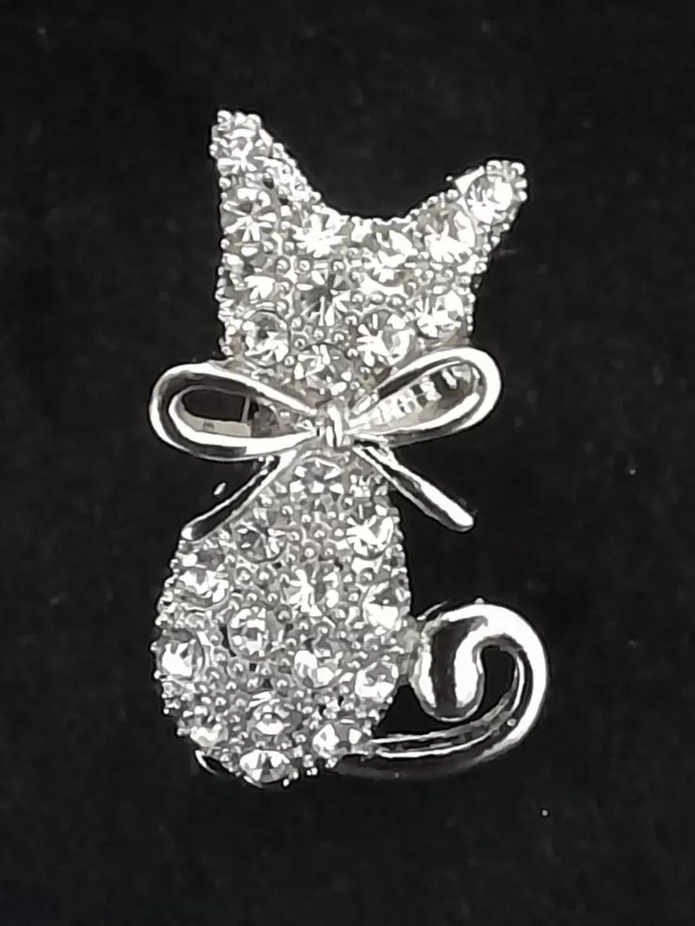 Брошь кошка серебро