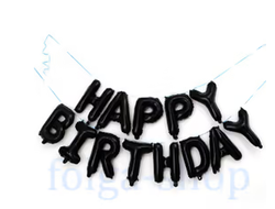 Набор шаров (17''/43 см) "Happy Birthday" Черный