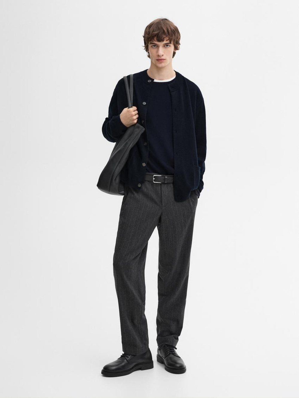 Massimo Dutti Кардиган из 100% кашемира с пуговицами, темно-синий