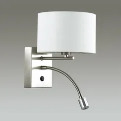 3745/1A MODERNI LN19 127 никель/белый, металл/текстиль Бра E14 40W+LED 3W 4000K 220V NIKKI