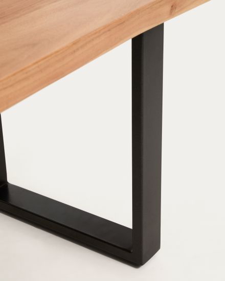 Скамейка Uxue из массива акации с черными стальными ножками, 140 x 45 см