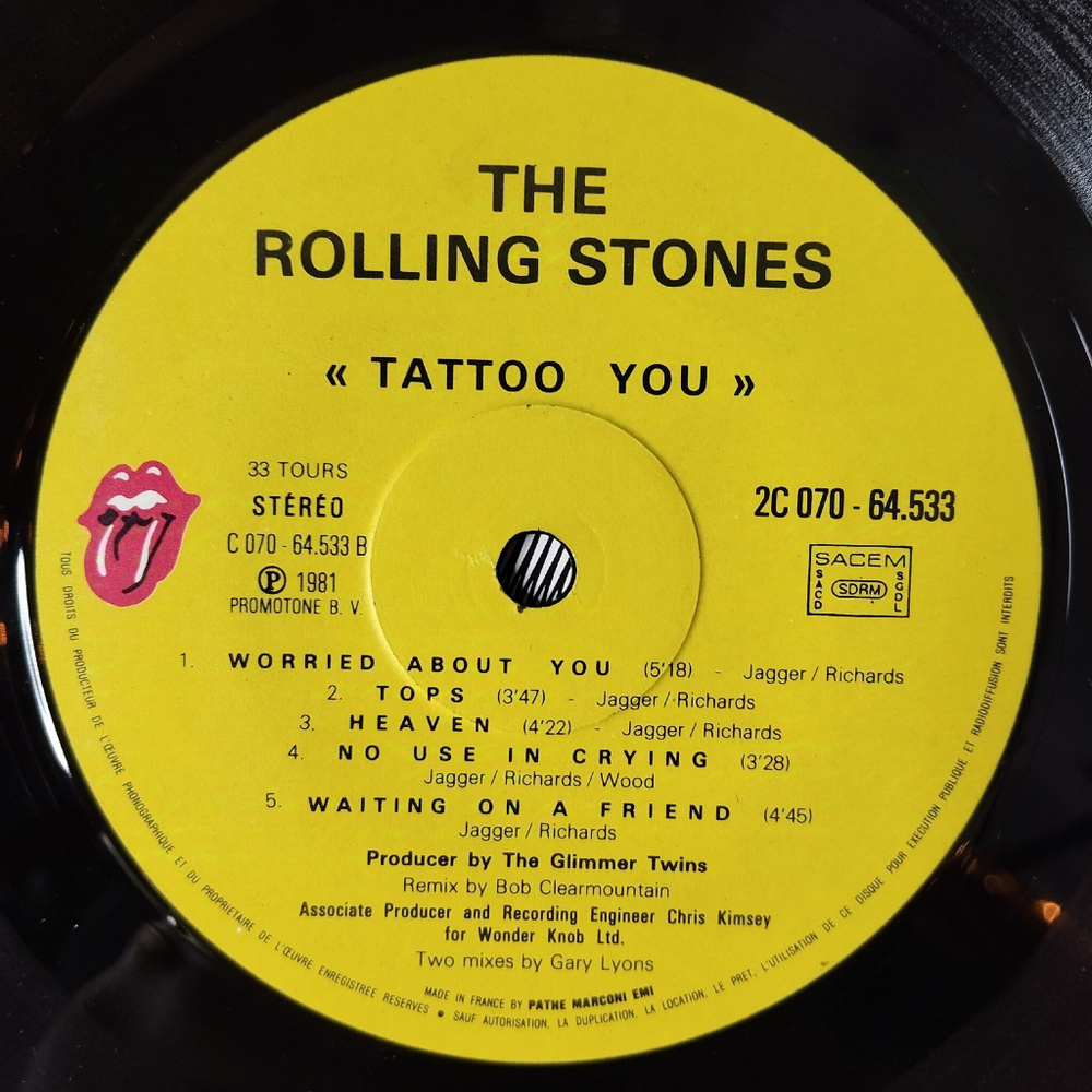 Винтажная виниловая пластинка LP The Rolling Stones Tattoo You (France 1981)