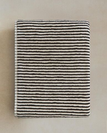 Zara Home - Хлопковое банное полотенце с окрашенной нитью, черный, 50х90 см