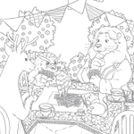 In the forest of a Fairytale full of flowers. Coloring Book