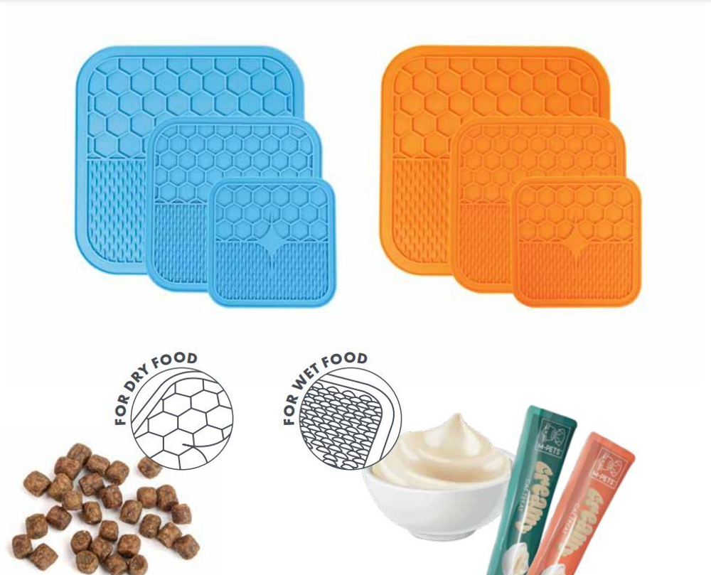 Лизательный коврик для домашних животных M-PETS, размер 15х15 см, цвет оранжевый