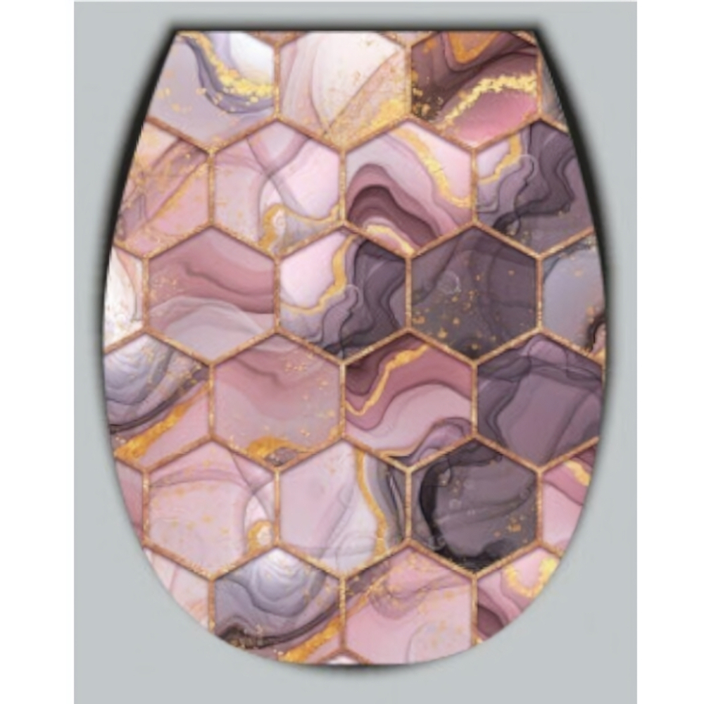Сиденье для унитаза с детской накладкой "Океан LUX" с рисунком "Абстракция соты розовые"