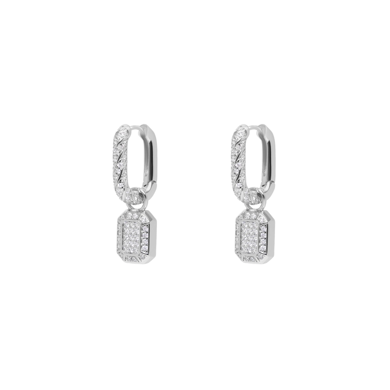 Серьги-кольца Мини Огранённый Бриллиант – Серебро