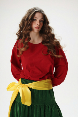 Блузка с длинными рукавами из батиста "Зимняя вишня"