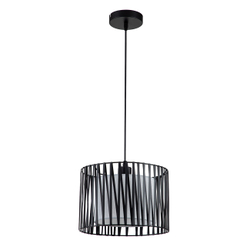 Подвесной светильник 1x60Вт E27,  металл/ткань/пвх, черный