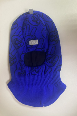 Шлем демисезонный на мальчика васильковый с рисунком, размер 50