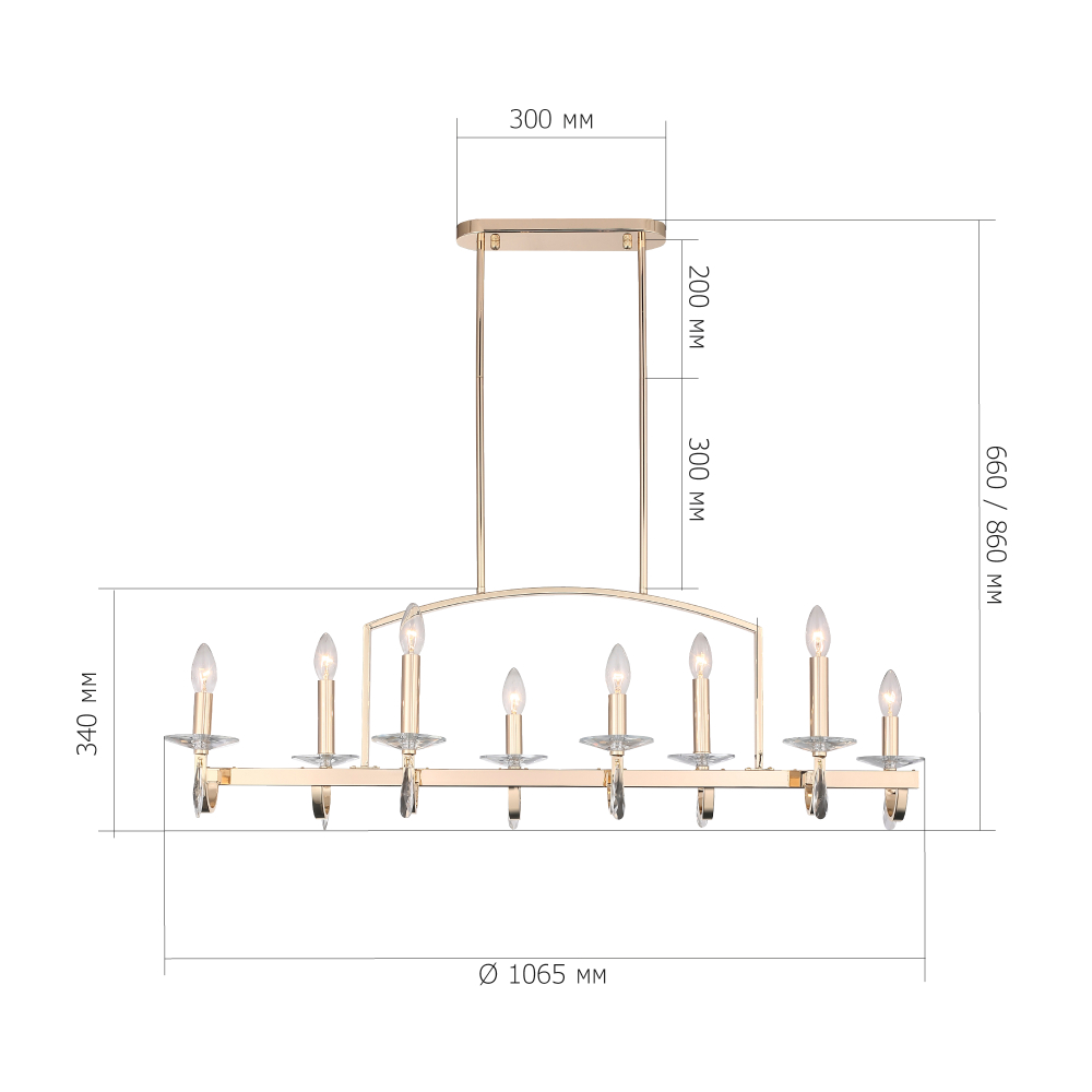 SL1405.223.08 Люстра подвесная ST-Luce Латунь/Латунь, Прозрачный E14 8*40W ЭЛЕГАНС