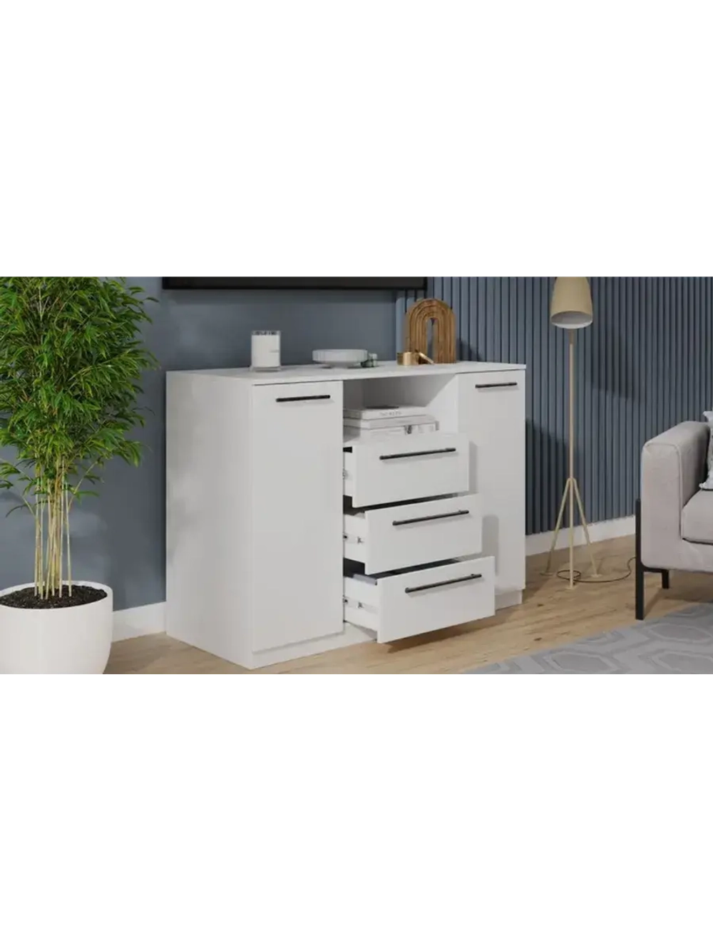 Комод для одежды Белый 3 ящика 120х51х87 см