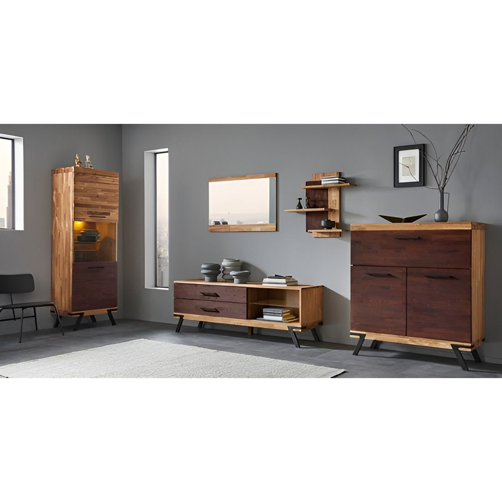 Настенная полка Флеверс 72х19х62 см из массива дуба, навесная панель-стеллаж из 3 полок