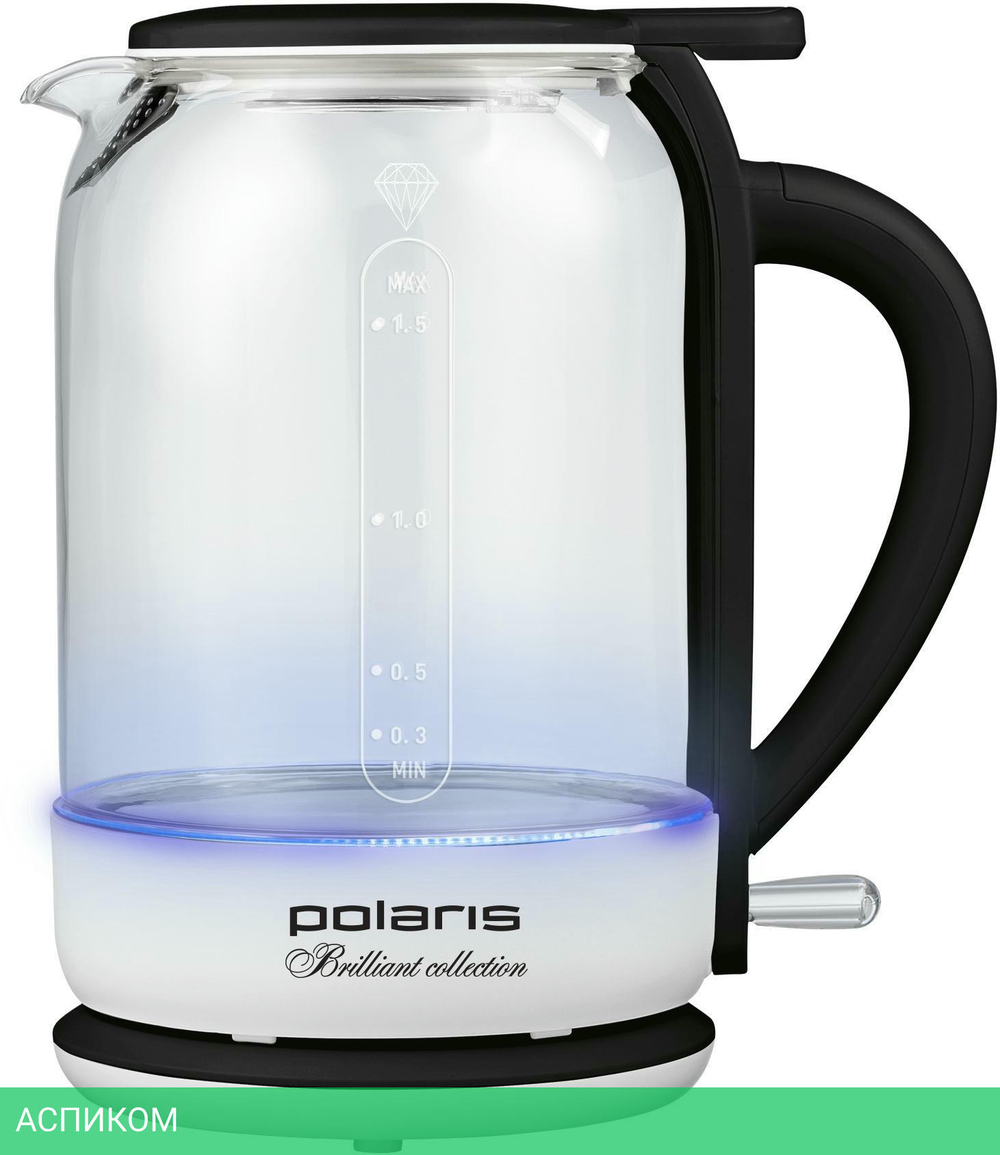 Электрочайник Polaris PWK 1753CGL белый/черный