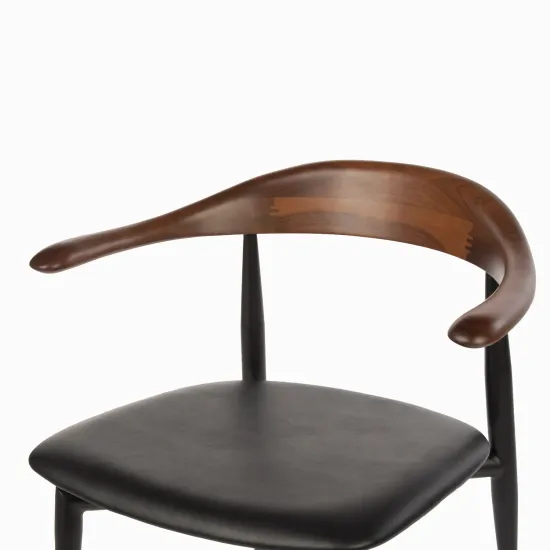 Обеденный стул Olten стальной каркас, сиденье черная экокожа, деревянная спинка