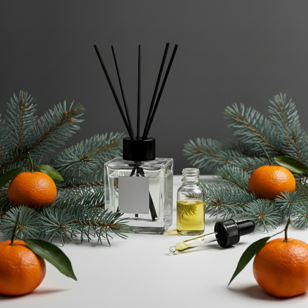 Голубая пихта и мандарин