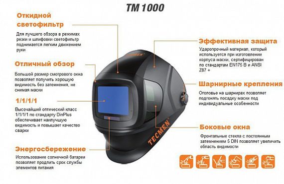 Маска сварщика Tecmen TM 1000