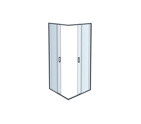 Душевой уголок квадратный, двери раздвижные 200х80x80, черный матовый