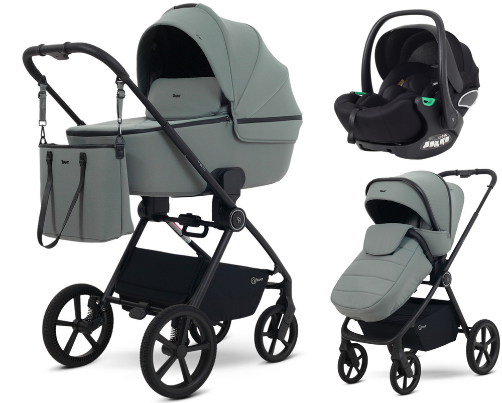 Детская коляска Rant Teo Soft 3 в 1 с автокреслом Evomax Black Olive