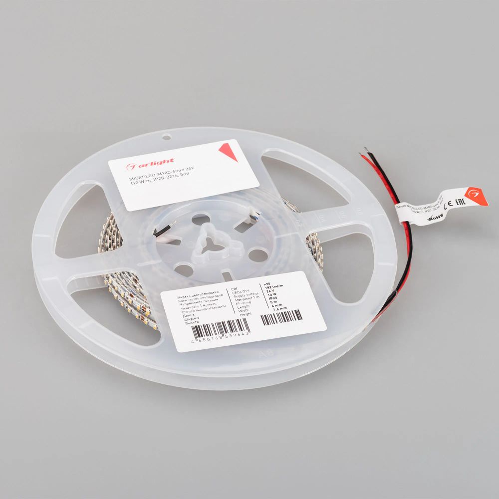 Светодиодная лента MICROLED-M182-4mm 24V Warm3500 (10 W/m, IP20, 2216, 5m) (Arlight, узкая) 040540