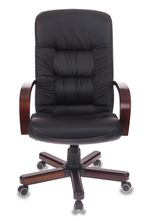 Кресло руководителя Бюрократ T-9908/WALNUT, черное, кожаное