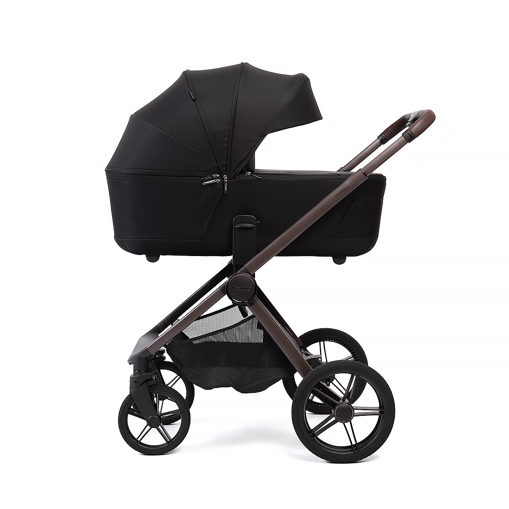 Коляска 2 в 1 Peppy Monaco thermo Black (черный), рама серо-коричневая