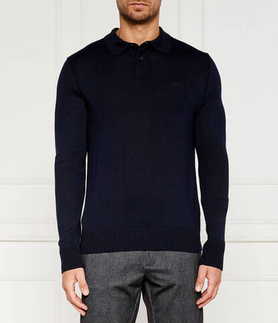 Хлопковое поло Avac BOSS ORANGE - темно-синий(50519958)